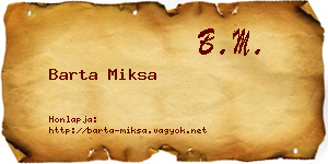 Barta Miksa névjegykártya